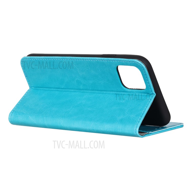 Crazy Horse Wallet Stand PU Leather Case Flip Shell for Apple iPhone 12 Pro Max 6.7 inch - Blue-4