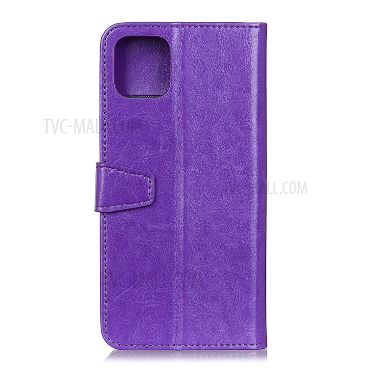 Crazy Horse Wallet Stand PU Leather Case Flip Shell for Apple iPhone 12 Pro Max 6.7 inch - Purple-3