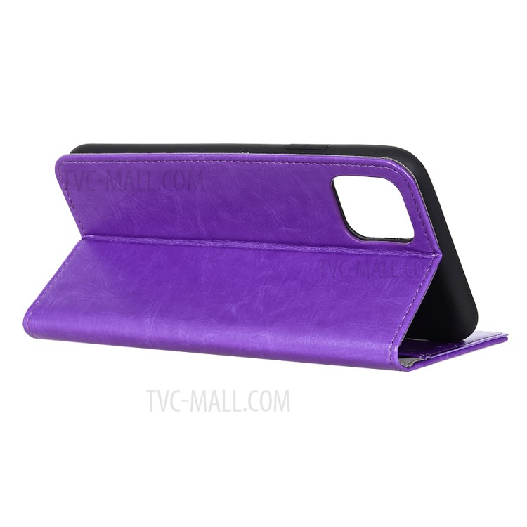 Crazy Horse Wallet Stand PU Leather Case Flip Shell for Apple iPhone 12 Pro Max 6.7 inch - Purple-4