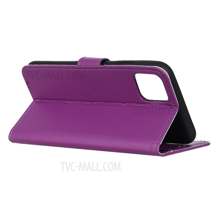 Litchi Textura Cartera Caja Del Teléfono Del Cuero Del Soporte Magnético Para El IPhone De Apple 12 Pro Máx 6,7 Pulgadas - Púrpura-3