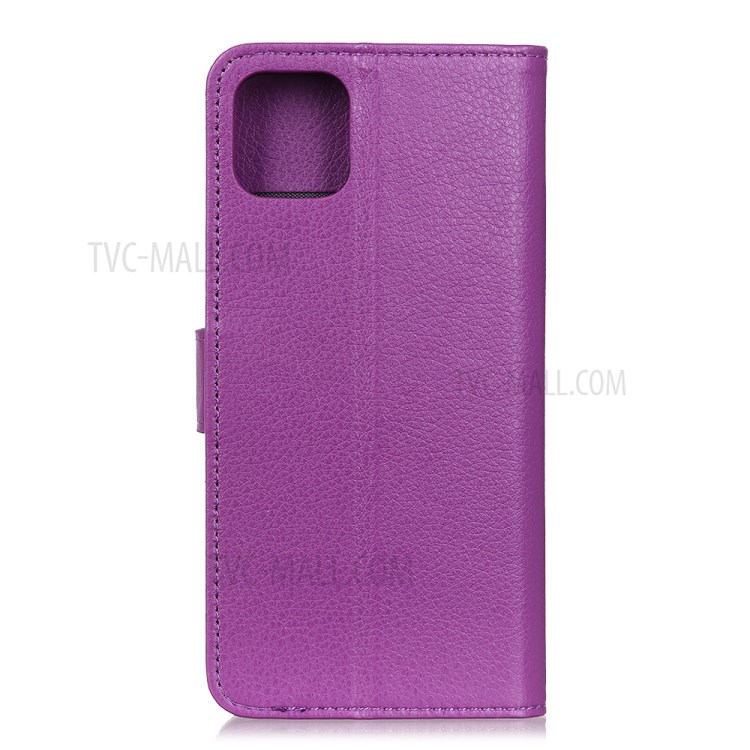 Litchi Textura Cartera Caja Del Teléfono Del Cuero Del Soporte Magnético Para El IPhone De Apple 12 Pro Máx 6,7 Pulgadas - Púrpura-4