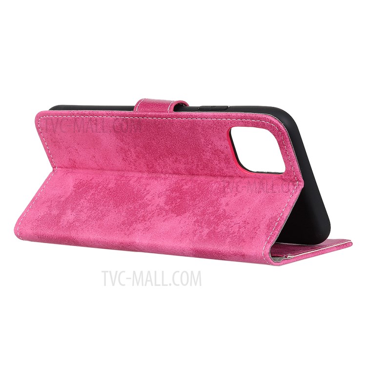 Retro PU Leather Flip Cover Wallet Mobile Shell for iPhone 12 Pro Max 6.7 inch - Rose-4