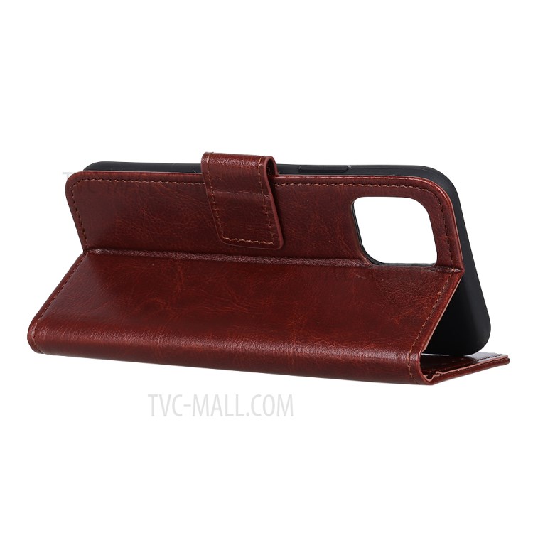 Crazy Horse Phone Cover Leather Protector Shell for iPhone 12 Pro Max 6.7 inch - Brown-4