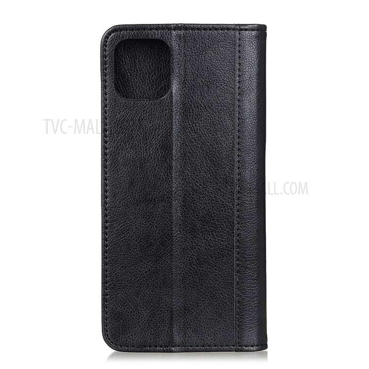 Auto-absorbed Litchi Skin Split Leather Shell for iPhone 12 Pro Max 6.7 inch - Black-3