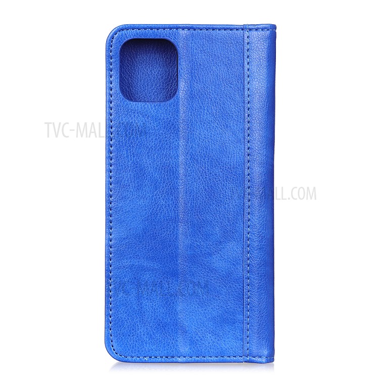 Auto-absorbed Litchi Skin Split Leather Shell for iPhone 12 Pro Max 6.7 inch - Blue-3