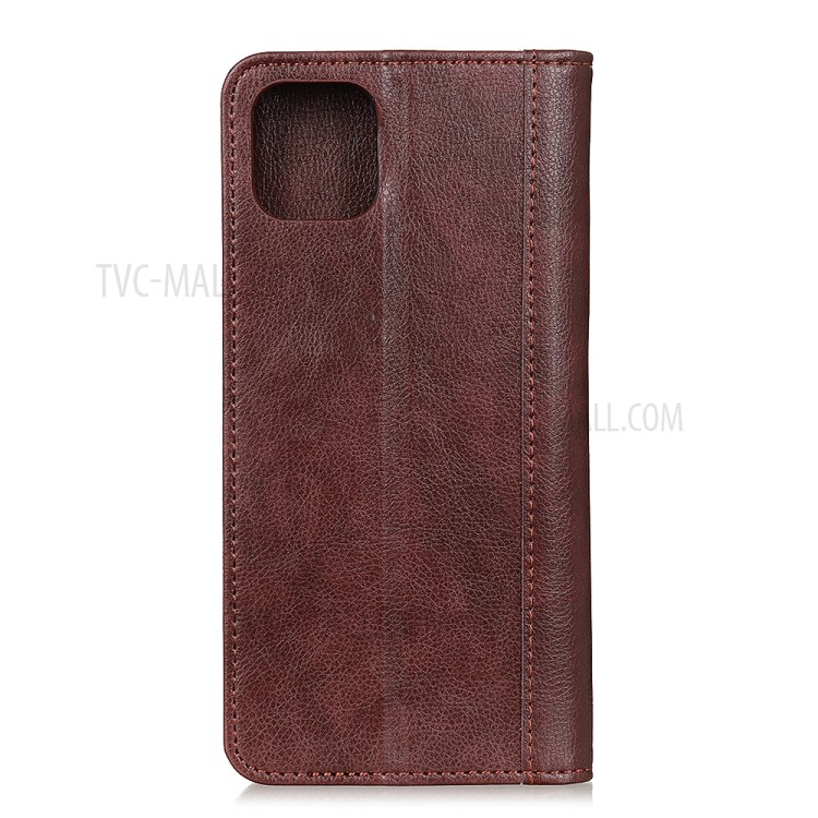 Auto-absorbed Litchi Skin Split Leather Shell for iPhone 12 Pro Max 6.7 inch - Coffee-3