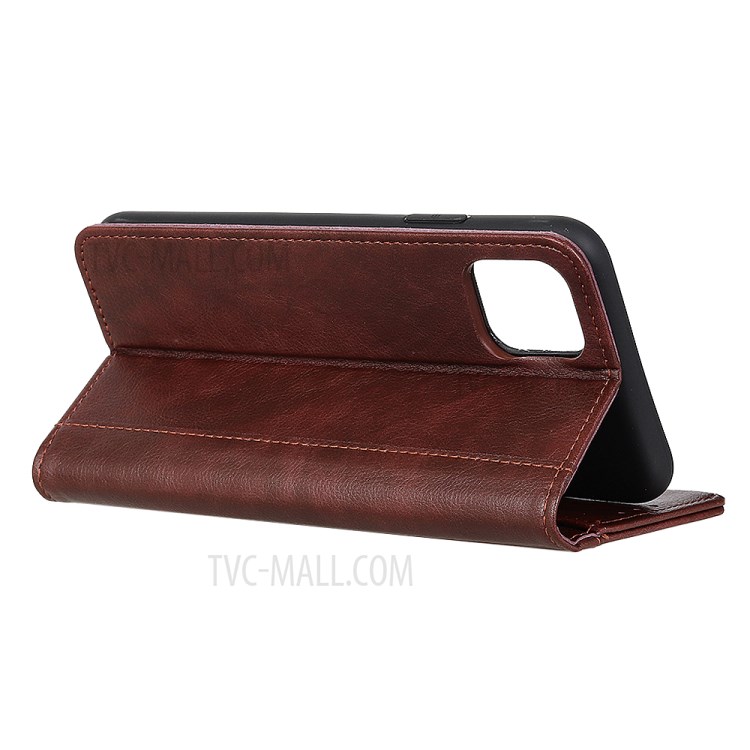 Auto-absorbed Litchi Skin Split Leather Shell for iPhone 12 Pro Max 6.7 inch - Coffee-4