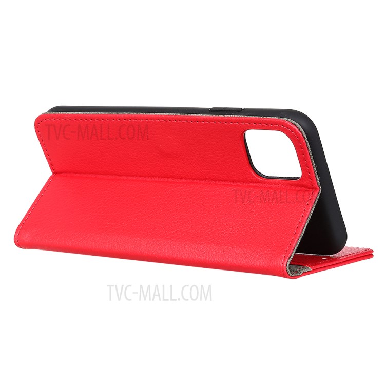 Litchi Skin Leather Unique with Wallet Case for iPhone 12 5.4 inch - Red-4