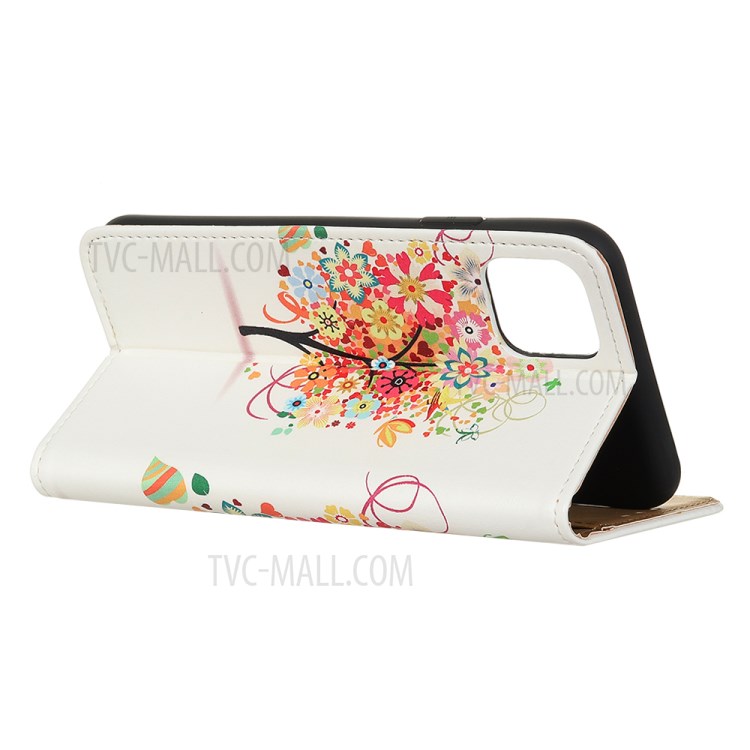 Pattern Printing Leather Phone Cover Case for Apple iPhone 12 5.4 inch - Colorful Flowers-3