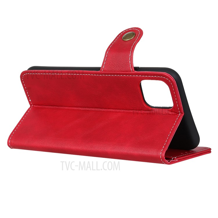S-shaped Cowhide Skin Style Leather Case for iPhone 12 5.4 inch - Red-4