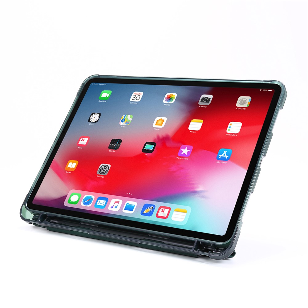 Deformable Stand Leather Smart Tablet Protective Case for iPad Pro 12.9-inch (2020)/(2018) - Dark Green-4