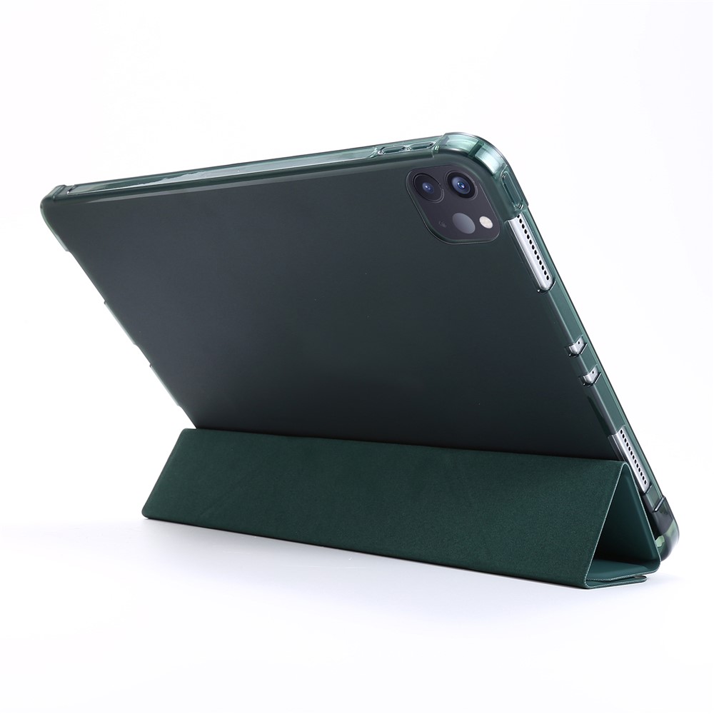 Deformable Stand Leather Smart Tablet Protective Case for iPad Pro 12.9-inch (2020)/(2018) - Dark Green-6