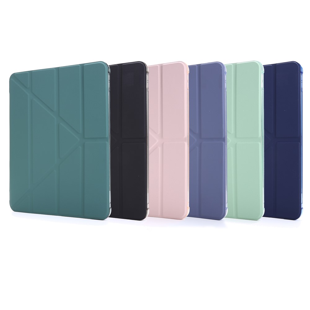 Deformable Stand Leather Smart Tablet Protective Case for iPad Pro 12.9-inch (2020)/(2018) - Dark Green-9