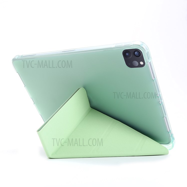 Deformable Stand Leather Smart Tablet Protective Case for iPad Pro 12.9-inch (2020)/(2018) - Light Green-3