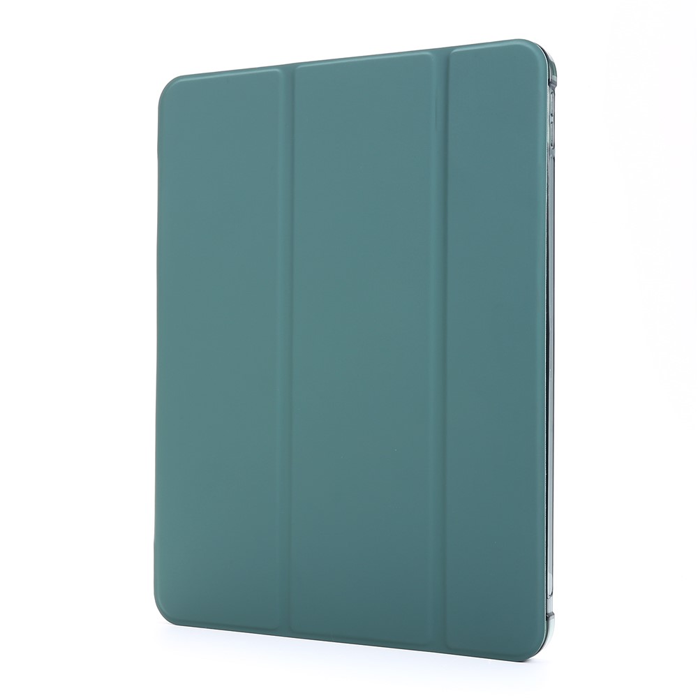 Tri-fold Stand Leather Tablet Protective Case with Pen Slot for iPad Pro 12.9-inch (2020)/(2018) - Dark Green-2