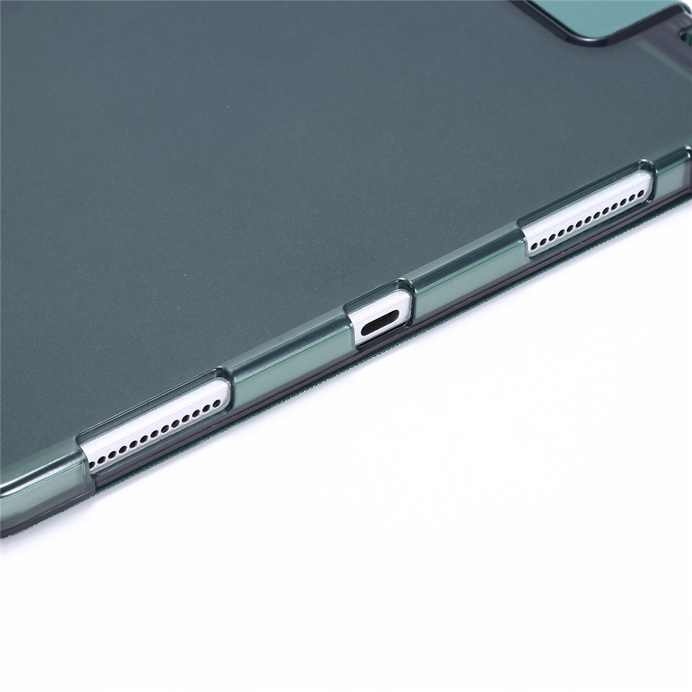 Tri-fold Stand Leather Tablet Protective Case with Pen Slot for iPad Pro 12.9-inch (2020)/(2018) - Dark Green-9