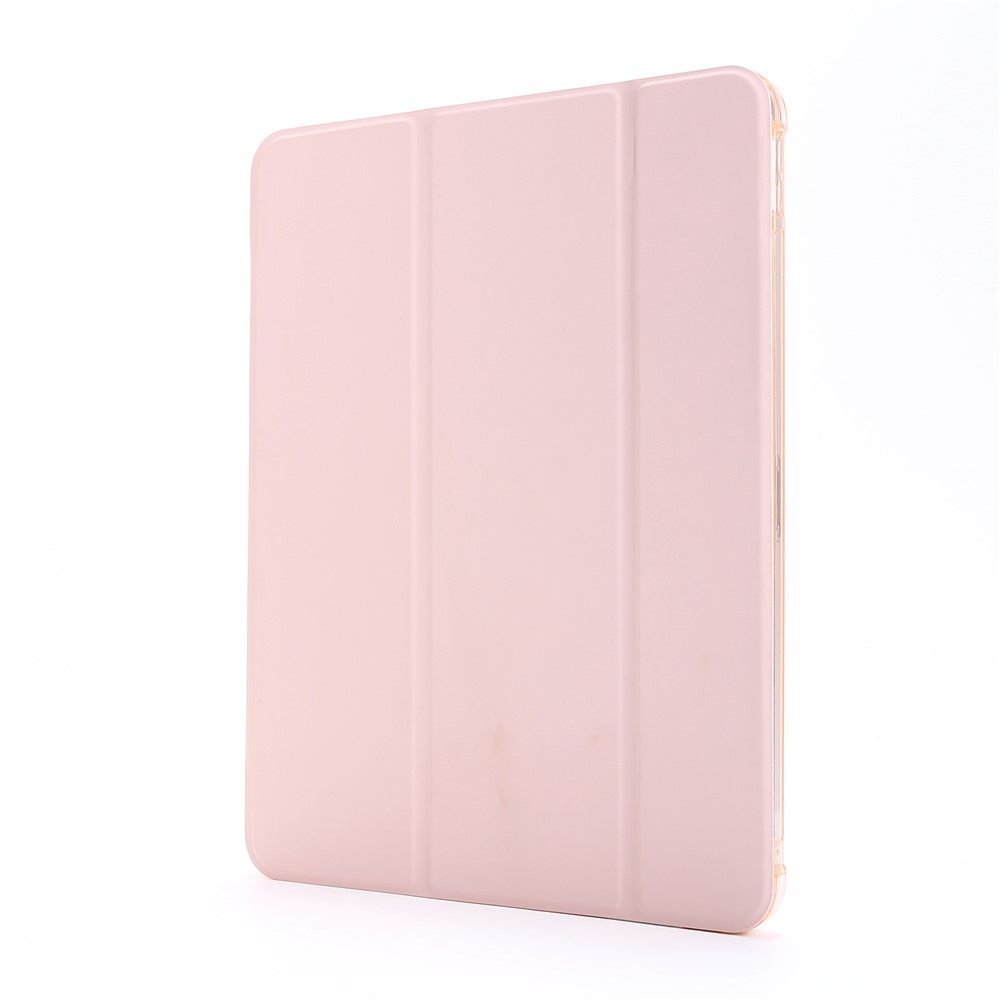 Tri-fold Stand Leather Tablet Protective Case with Pen Slot for iPad Pro 12.9-inch (2020)/(2018) - Pink-2
