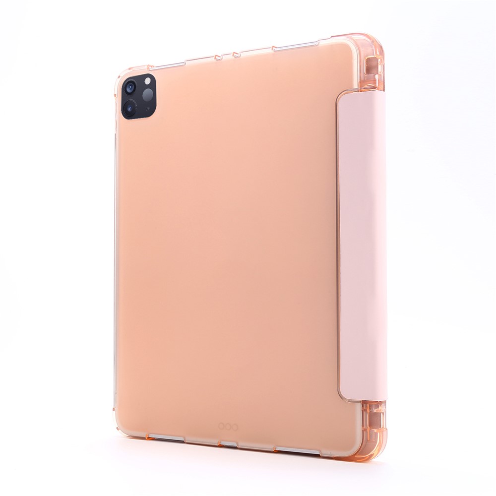 Tri-fold Stand Leather Tablet Protective Case with Pen Slot for iPad Pro 12.9-inch (2020)/(2018) - Pink-3