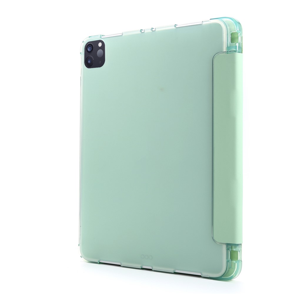Tri-fold Stand Leather Tablet Protective Case with Pen Slot for iPad Pro 12.9-inch (2020)/(2018) - Light Green-3