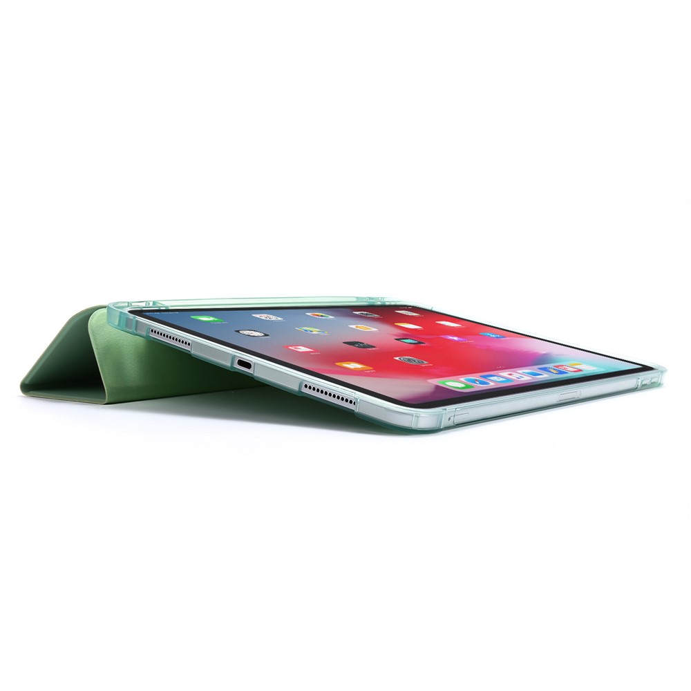 Tri-fold Stand Leather Tablet Protective Case with Pen Slot for iPad Pro 12.9-inch (2020)/(2018) - Light Green-5