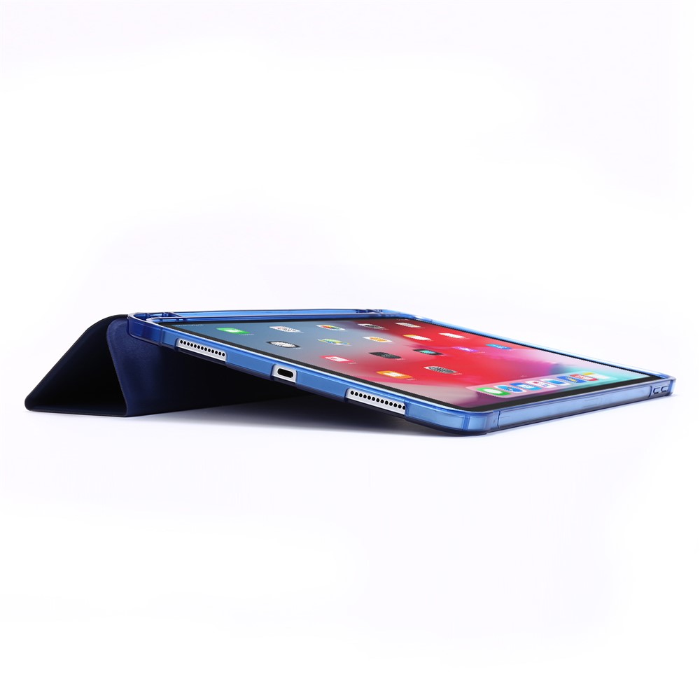 Tri-fold Stand Leather Tablet Protective Case with Pen Slot for iPad Pro 12.9-inch (2020)/(2018) - Dark Blue-5