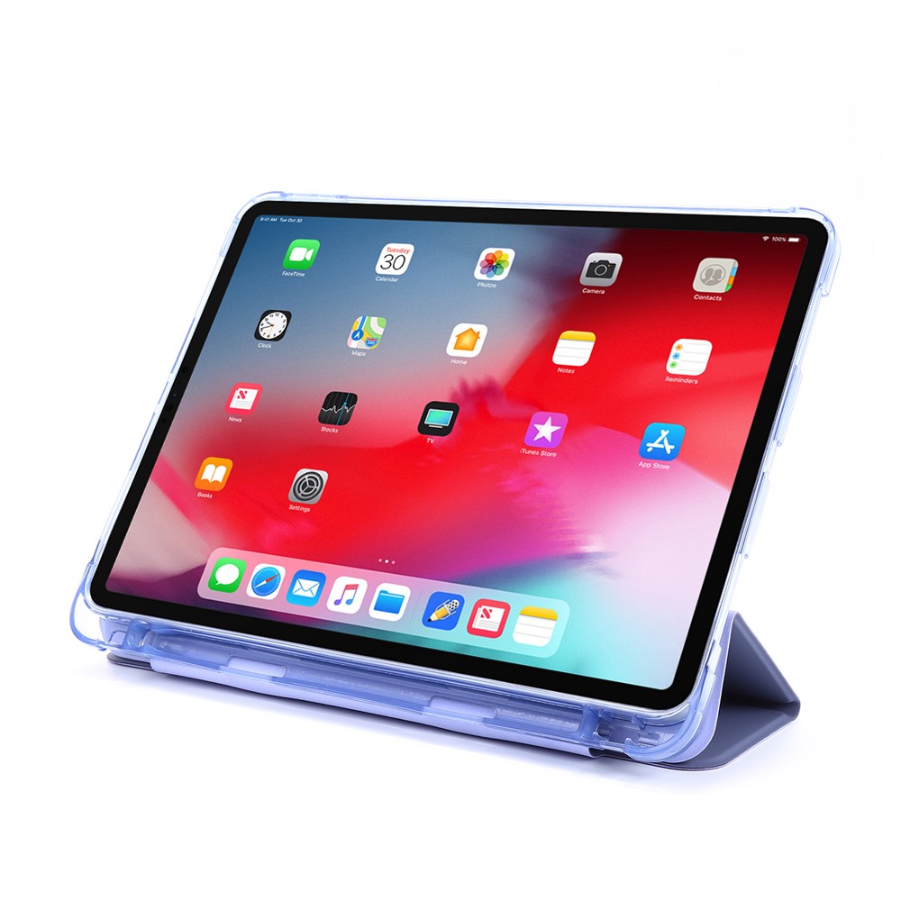 Tri-fold Stand Leather Tablet Protective Case with Pen Slot for iPad Pro 12.9-inch (2020)/(2018) - Purple-4
