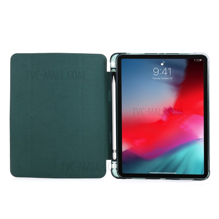 Deformable Stand Leather Smart Tablet Cover Case for iPad Pro 11-inch (2020)/(2018) - Dark Green-8