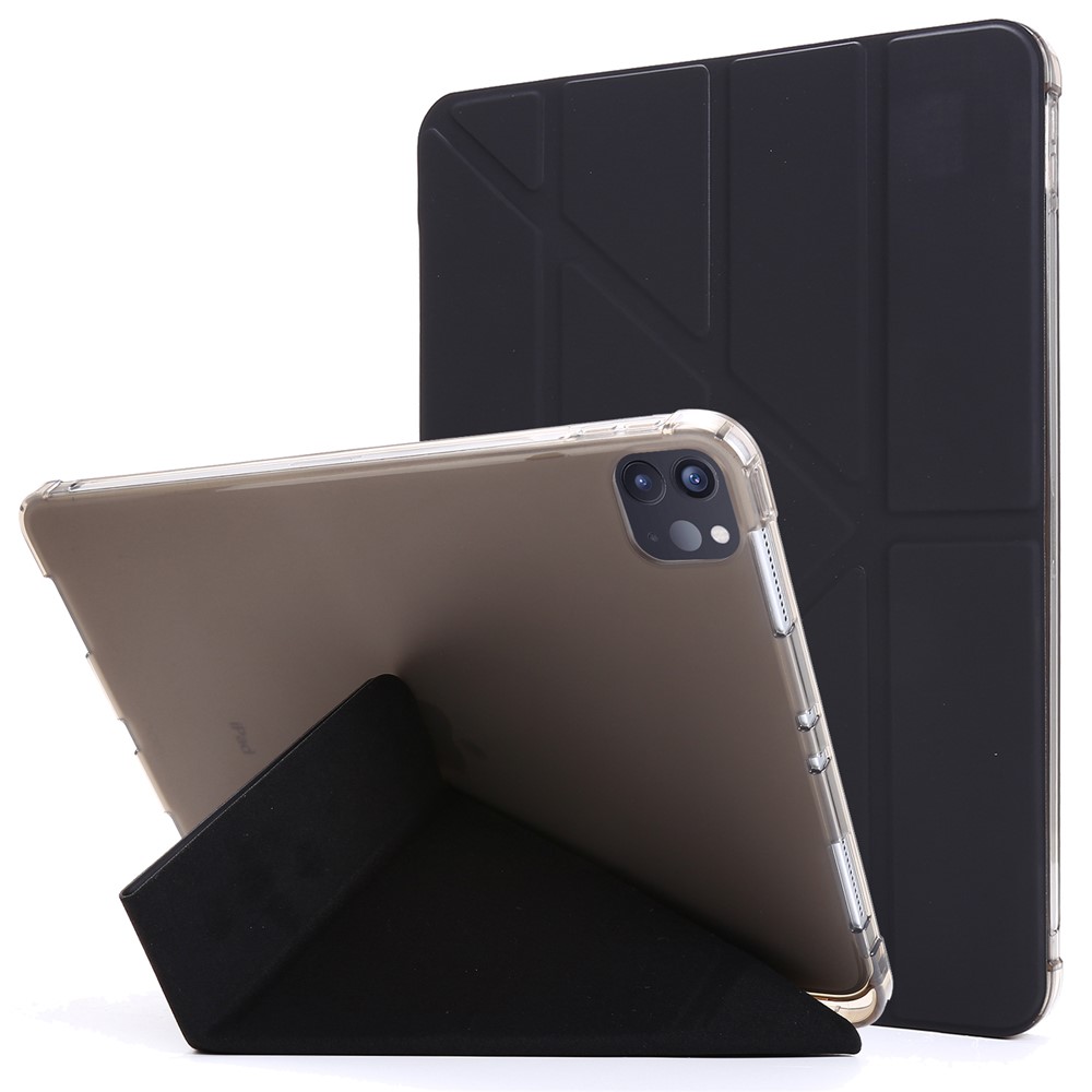 Deformable Stand Leather Smart Tablet Cover Case for iPad Pro 11-inch (2020)/(2018) - Black-1