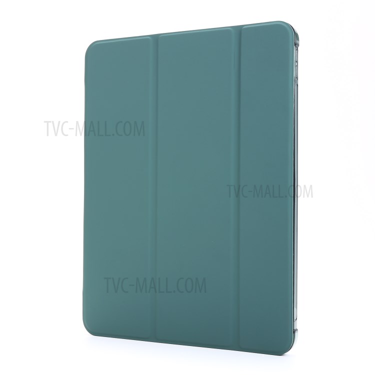 Tri-fold Stand Leather Tablet Cover Case with Pen Slot for iPad Pro 11-inch (2020)/(2018) - Dark Green-2