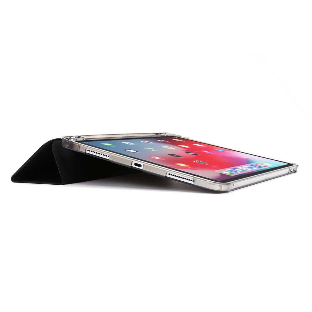 Tri-fold Stand Leather Tablet Cover Case with Pen Slot for iPad Pro 11-inch (2020)/(2018) - Black-5