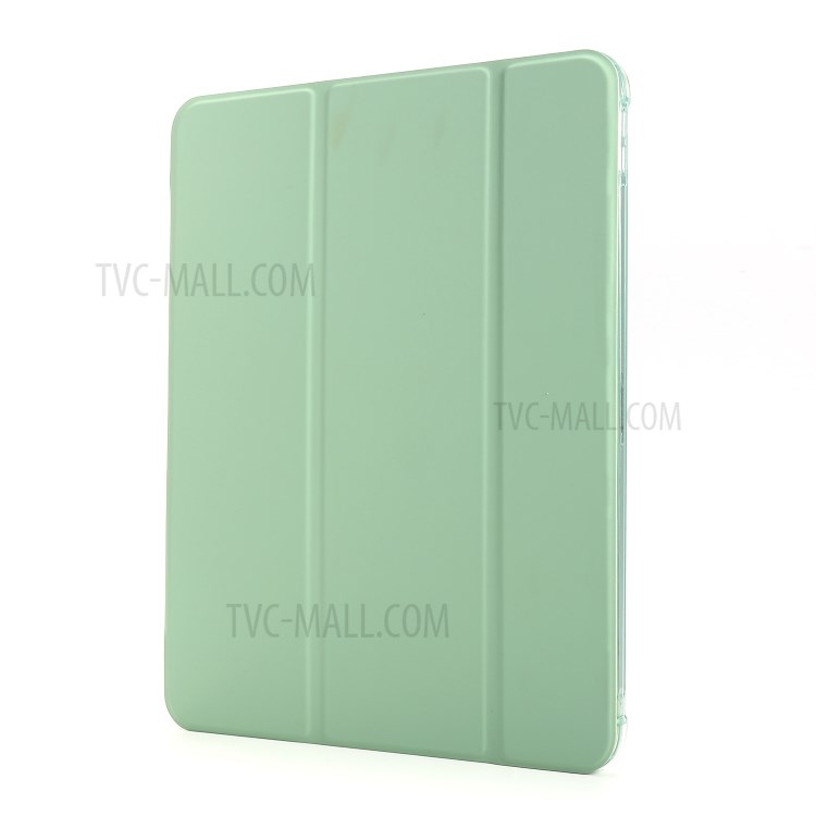 Tri-fold Stand Leather Tablet Cover Case with Pen Slot for iPad Pro 11-inch (2020)/(2018) - Light Green-2