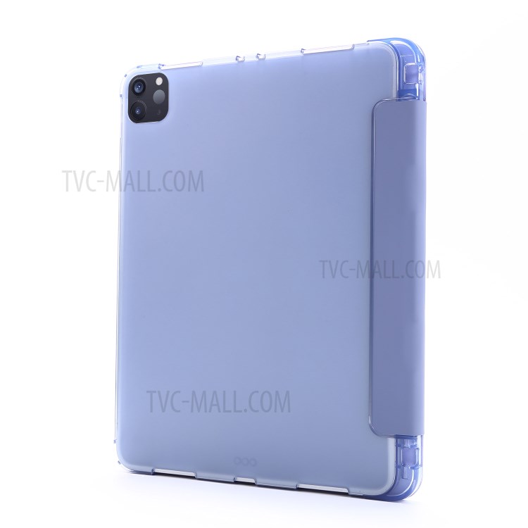 Tri-fold Stand Leather Tablet Cover Case with Pen Slot for iPad Pro 11-inch (2020)/(2018) - Purple-3