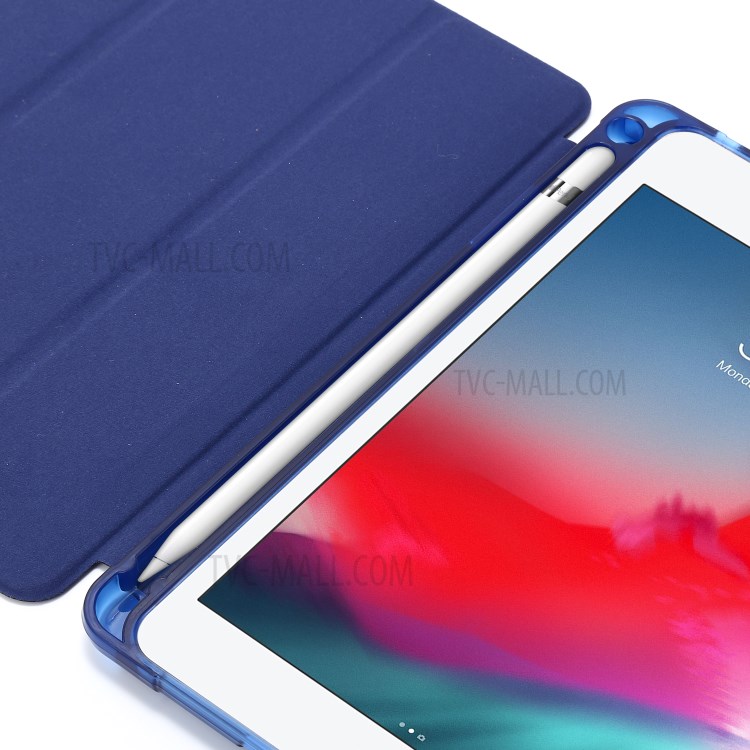 Tri-fold Stand Leather Tablet Shell with Pen Slot for iPad mini (2019) 7.9 inch/iPad mini 4/3/2/1 - Blue-11