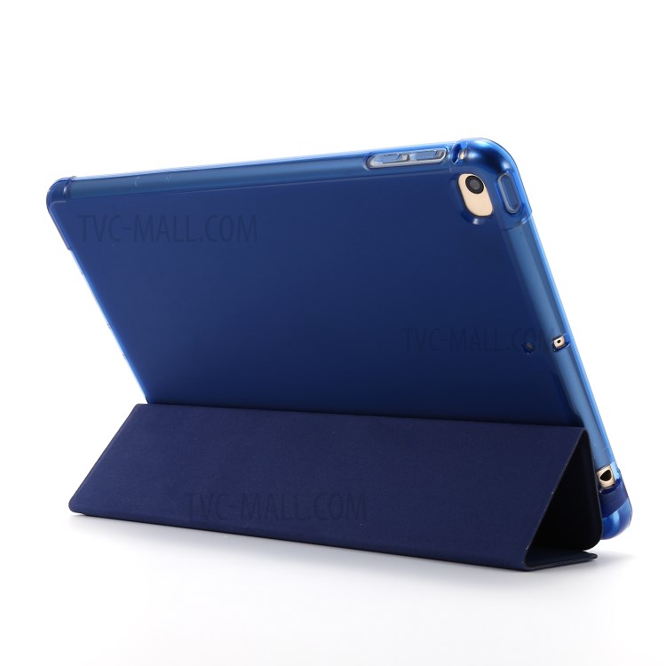 Tri-fold Stand Leather Tablet Shell with Pen Slot for iPad mini (2019) 7.9 inch/iPad mini 4/3/2/1 - Blue-6