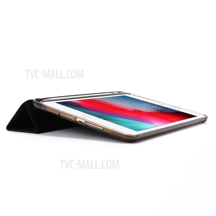 Tri-fold Stand Leather Tablet Shell with Pen Slot for iPad mini (2019) 7.9 inch/iPad mini 4/3/2/1 - Black-5