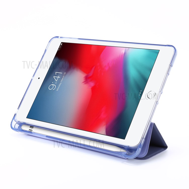 Tri-fold Stand Leather Tablet Shell with Pen Slot for iPad mini (2019) 7.9 inch/iPad mini 4/3/2/1 - Purple-4