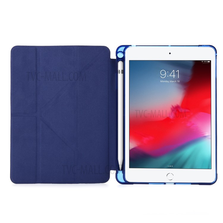 Deformable with Stand Leather Smart Tablet Cover for iPad mini (2019) 7.9 inch/Mini 4 - Blue-9