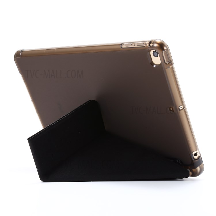 Deformable with Stand Leather Smart Tablet Cover for iPad mini (2019) 7.9 inch/Mini 4 - Black-3