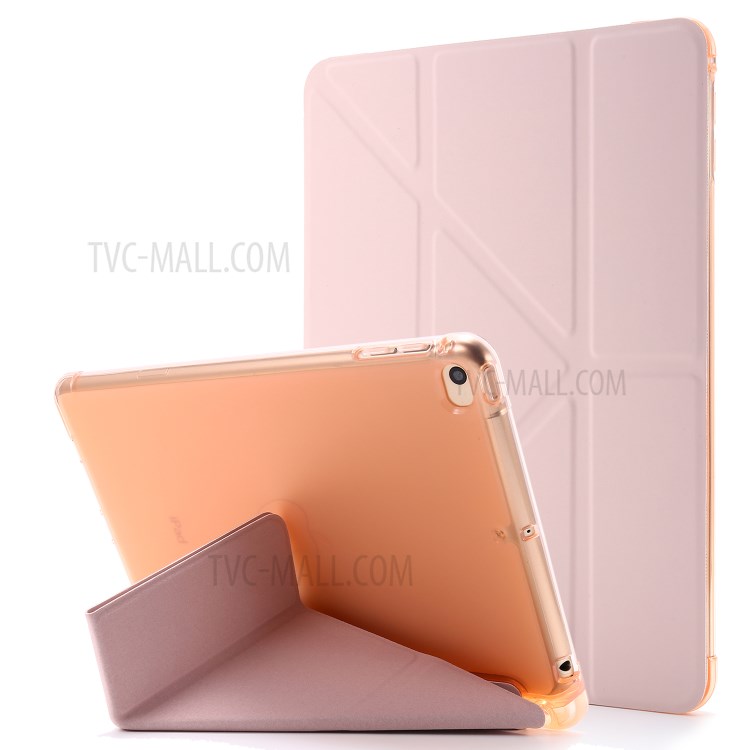 Deformable with Stand Leather Smart Tablet Cover for iPad mini (2019) 7.9 inch/Mini 4 - Pink-1