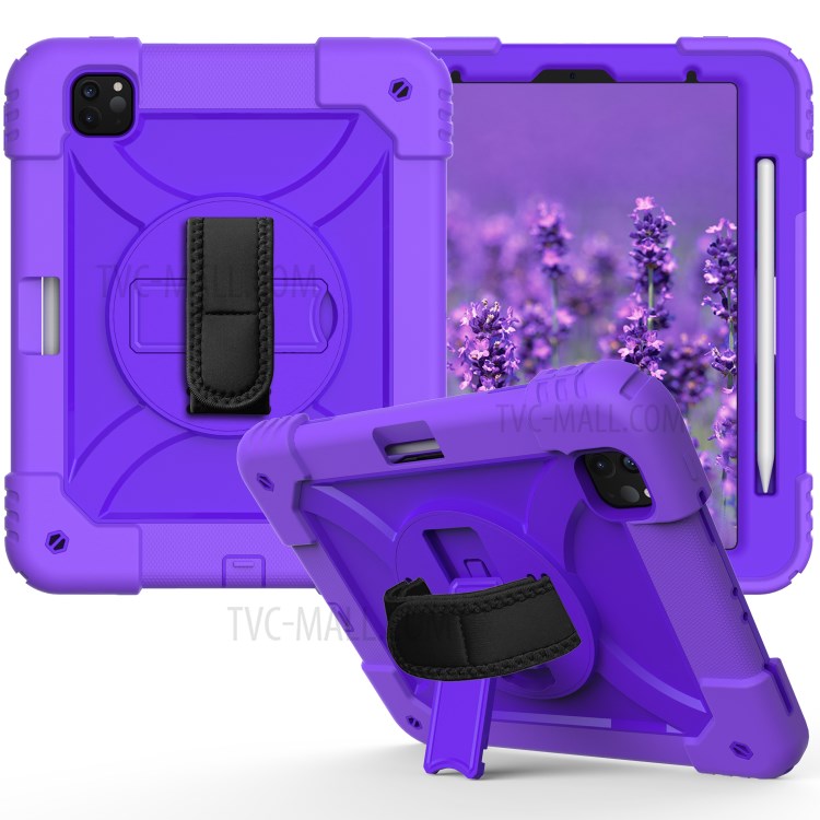 PC + TPU Shell with 360 Degree Swivel Kickstand Hand Strap and Shoulder Strap for iPad Pro 11-inch (2020)/(2018) - Purple-2