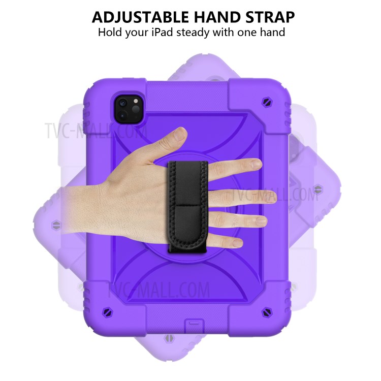 PC + TPU Shell with 360 Degree Swivel Kickstand Hand Strap and Shoulder Strap for iPad Pro 11-inch (2020)/(2018) - Purple-3