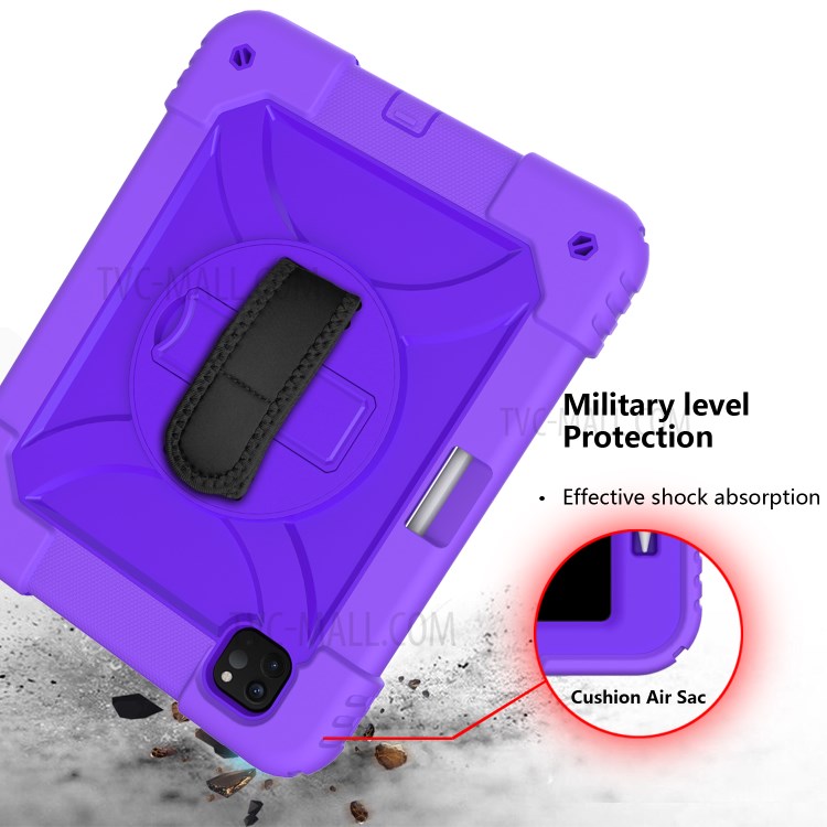 PC + TPU Shell with 360 Degree Swivel Kickstand Hand Strap and Shoulder Strap for iPad Pro 11-inch (2020)/(2018) - Purple-6