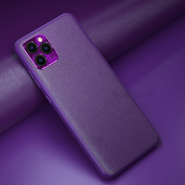Solid Color PU Leather Coated TPU Case for iPhone 11 Pro Max 6.5 inch - Purple