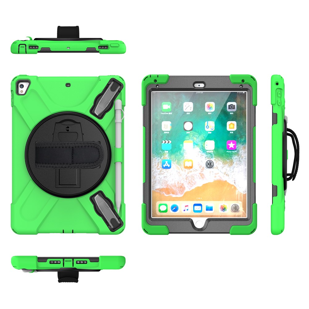 360° Swivel Kickstand PC + Silicone Combo Tablet Case with Handy Strap for iPad 9.7-inch (2018) - Green-20