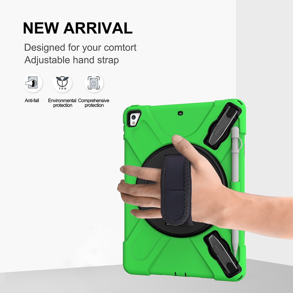 360° Swivel Kickstand PC + Silicone Combo Tablet Case with Handy Strap for iPad 9.7-inch (2018) - Green-4
