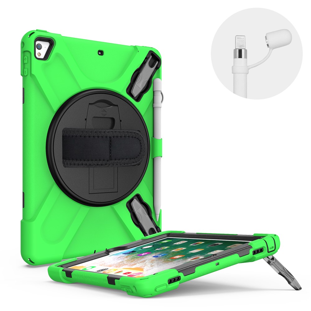 360° Swivel Kickstand PC + Silicone Combo Tablet Case with Handy Strap for iPad 9.7-inch (2018) - Green-7