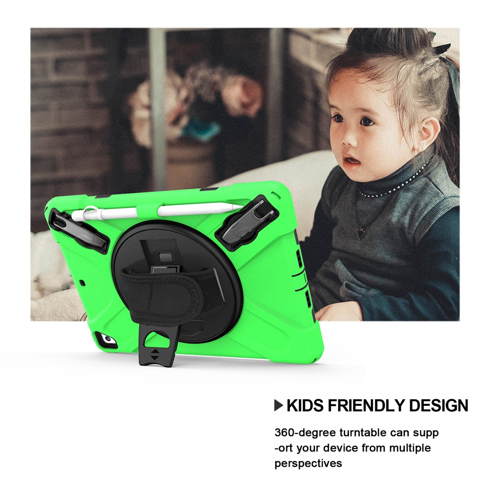 360° Swivel Kickstand PC + Silicone Combo Tablet Case with Handy Strap for iPad 9.7-inch (2018) - Green-9