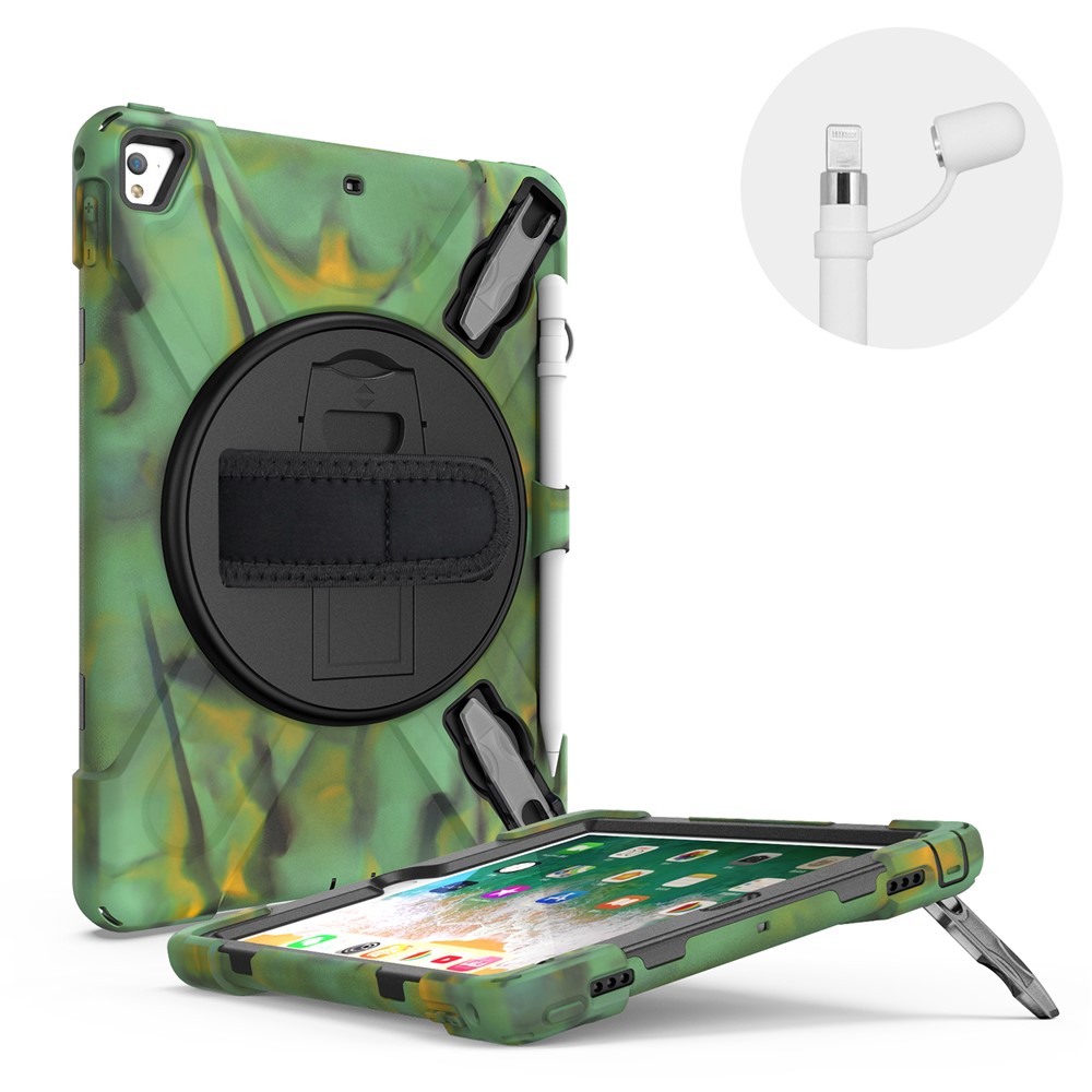 360° Swivel Kickstand PC + Silicone Combo Tablet Case with Handy Strap for iPad 9.7-inch (2018) - Camouflage-8