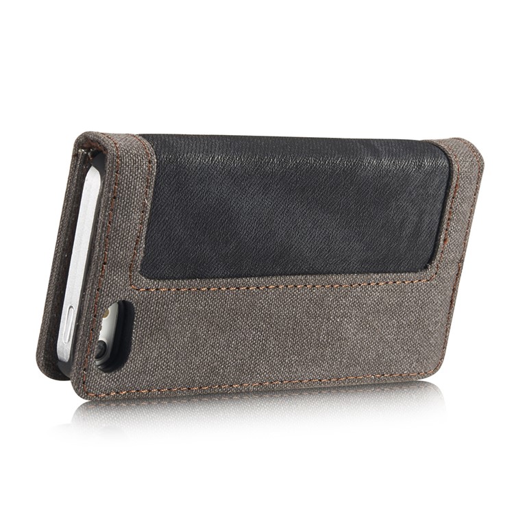 CASEME Bolsa de lona para couro Wallet Bolsa para iPhone SE / 5s / 5 - negro-11