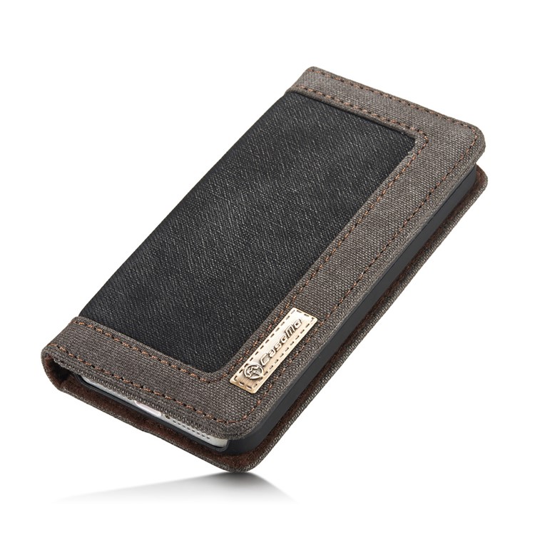 CASEME Bolsa de lona para couro Wallet Bolsa para iPhone SE / 5s / 5 - negro-3